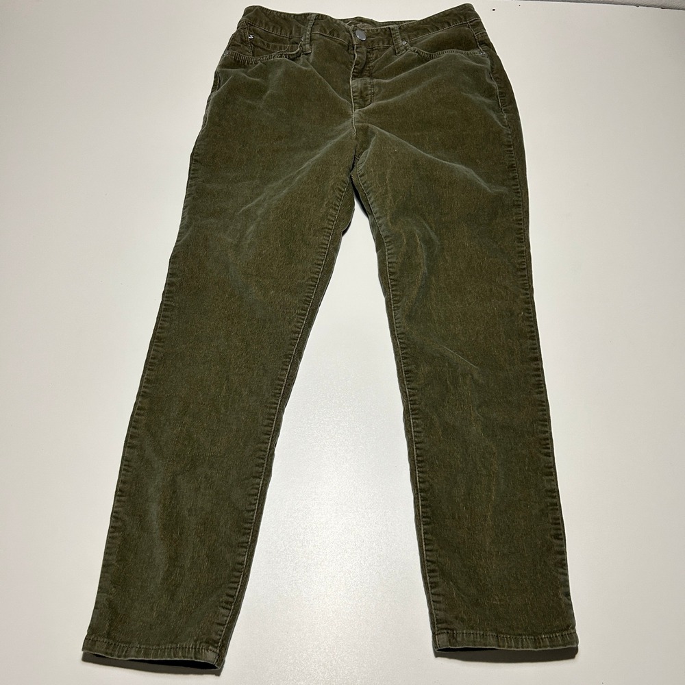 Seven7 Olive Green Corduroy Pants Womens Size 10 Straight Leg Mid Rise Casual